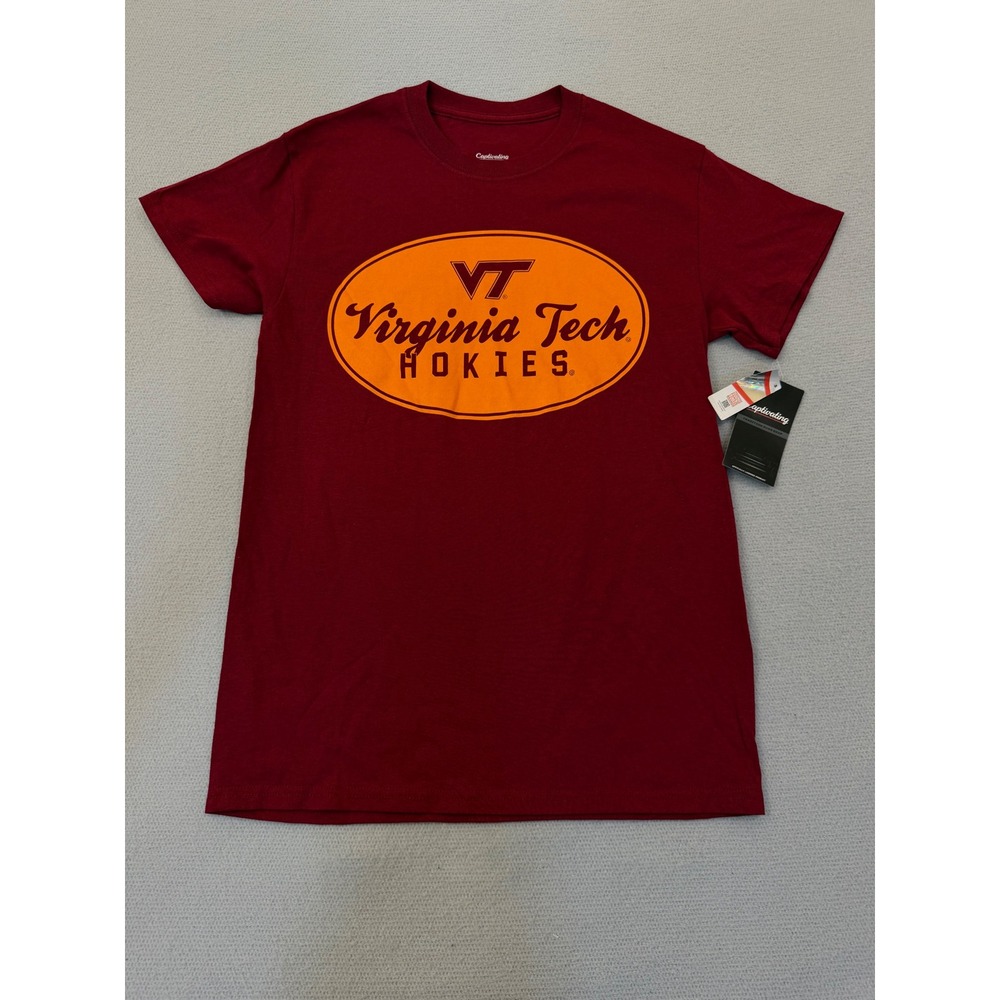 Captivating Virginia Tech Hokies NCAA T-Shirt Maroon Orange Small NWT